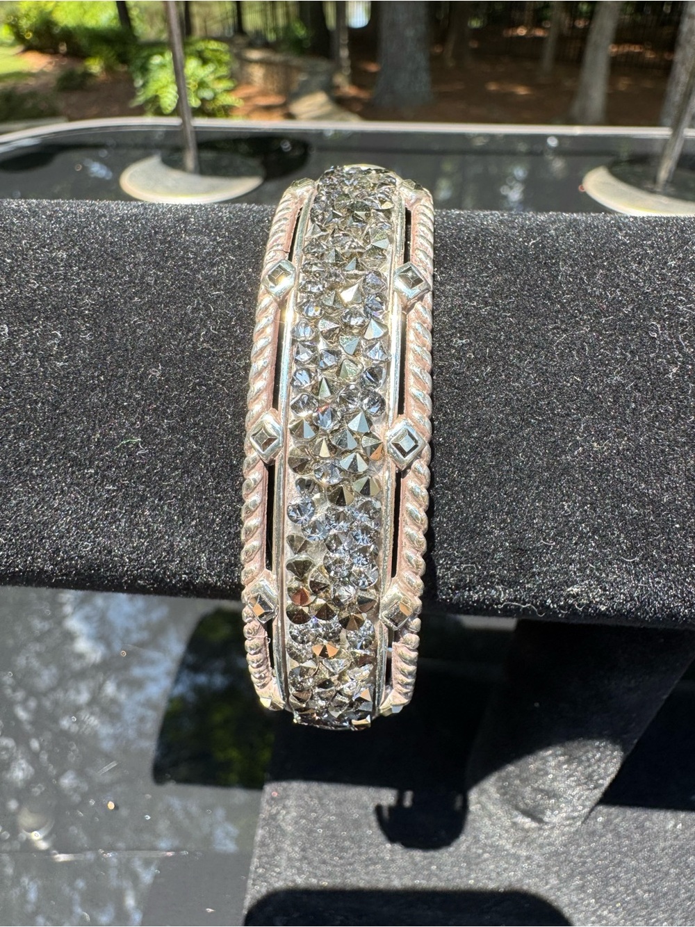Brighton Silver and Crystal Pavé Bangle Bracelet